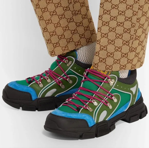 Gucci - Flashtrek Reflective Leather, Suede and Mesh Sneakers - Multi 9 BNWB - Picture 1 of 13